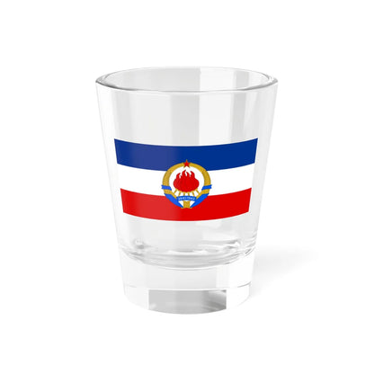 Flag of SFR Yugoslavia with coat of arms (Yugoslavia) Shot Glass 1.5oz 1.5oz - Go Mug Yourself