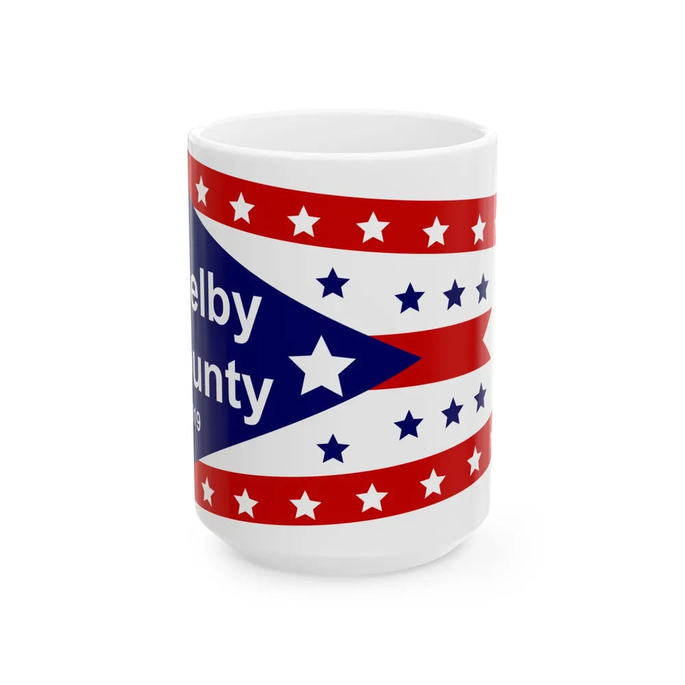 Flag of Shelby County Ohio (United States) White Coffee Mug 15oz - Go Mug Yourself