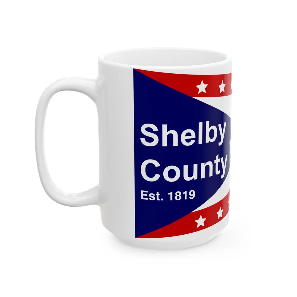 Flag of Shelby County Ohio (United States) White Coffee Mug - Go Mug Yourself