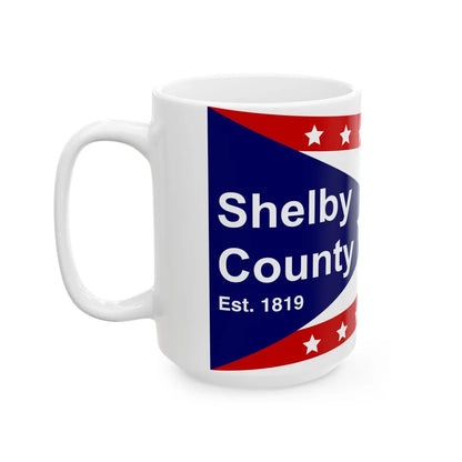Flag of Shelby County Ohio (United States) White Coffee Mug - Go Mug Yourself