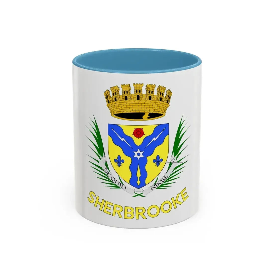 Flag of Sherbrooke Canada - Accent Coffee Mug 11oz Light Blue - Go Mug Yourself
