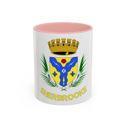 Flag of Sherbrooke Canada - Accent Coffee Mug 11oz Pink - Go Mug Yourself