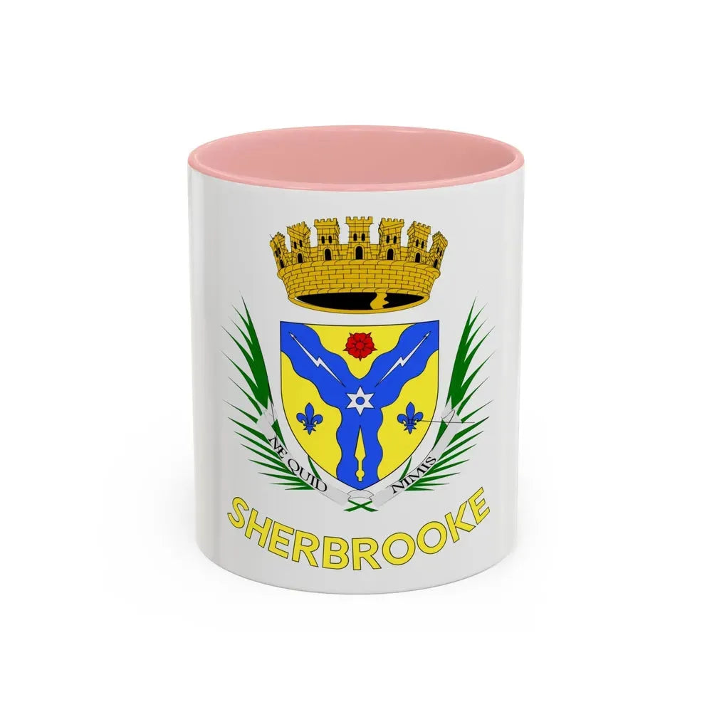 Flag of Sherbrooke Canada - Accent Coffee Mug 11oz Pink - Go Mug Yourself