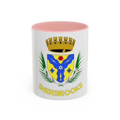 Flag of Sherbrooke Canada - Accent Coffee Mug 11oz Pink - Go Mug Yourself