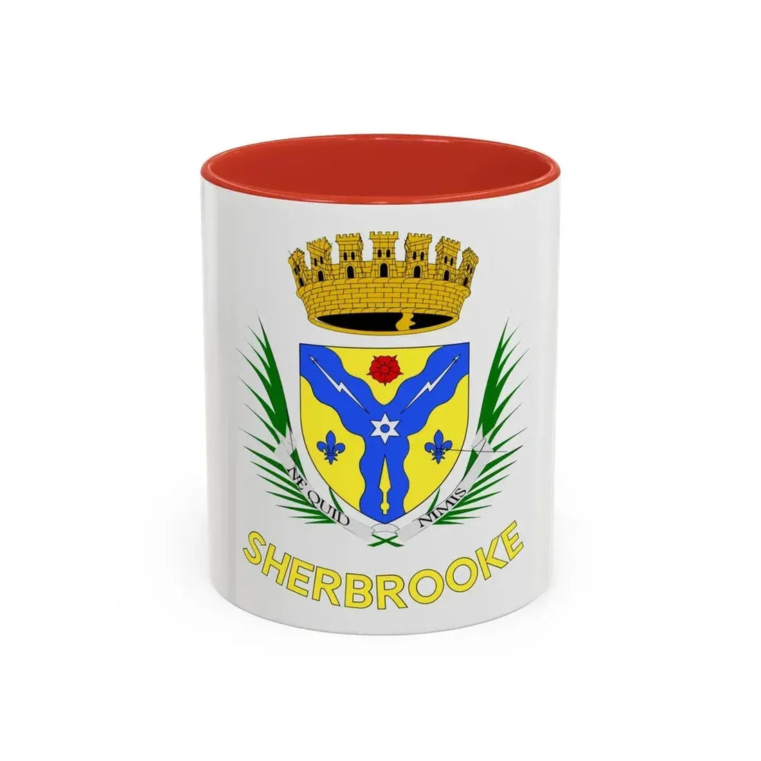 Flag of Sherbrooke Canada - Accent Coffee Mug 11oz Red - Go Mug Yourself