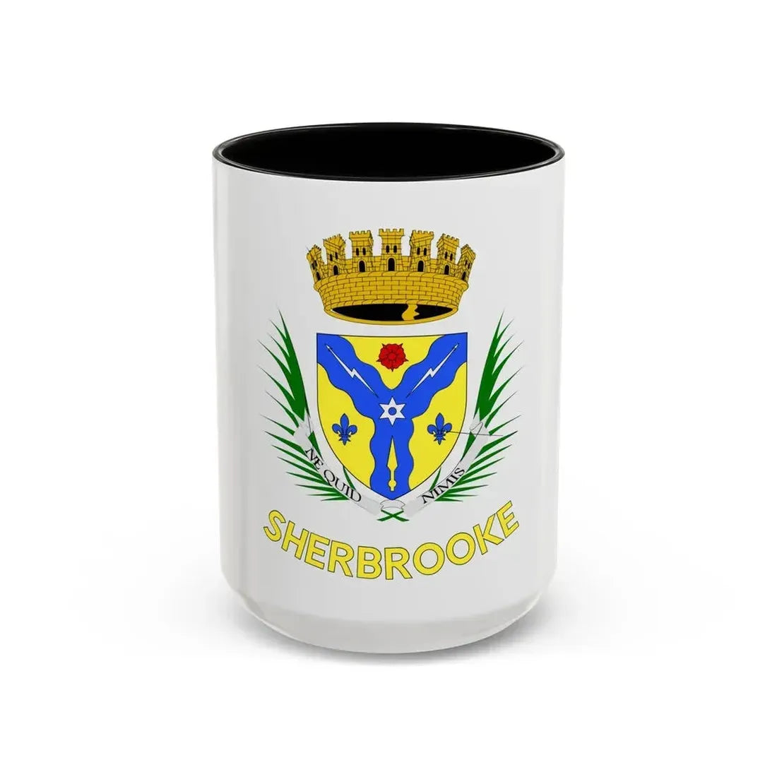 Flag of Sherbrooke Canada - Accent Coffee Mug 15oz Black - Go Mug Yourself