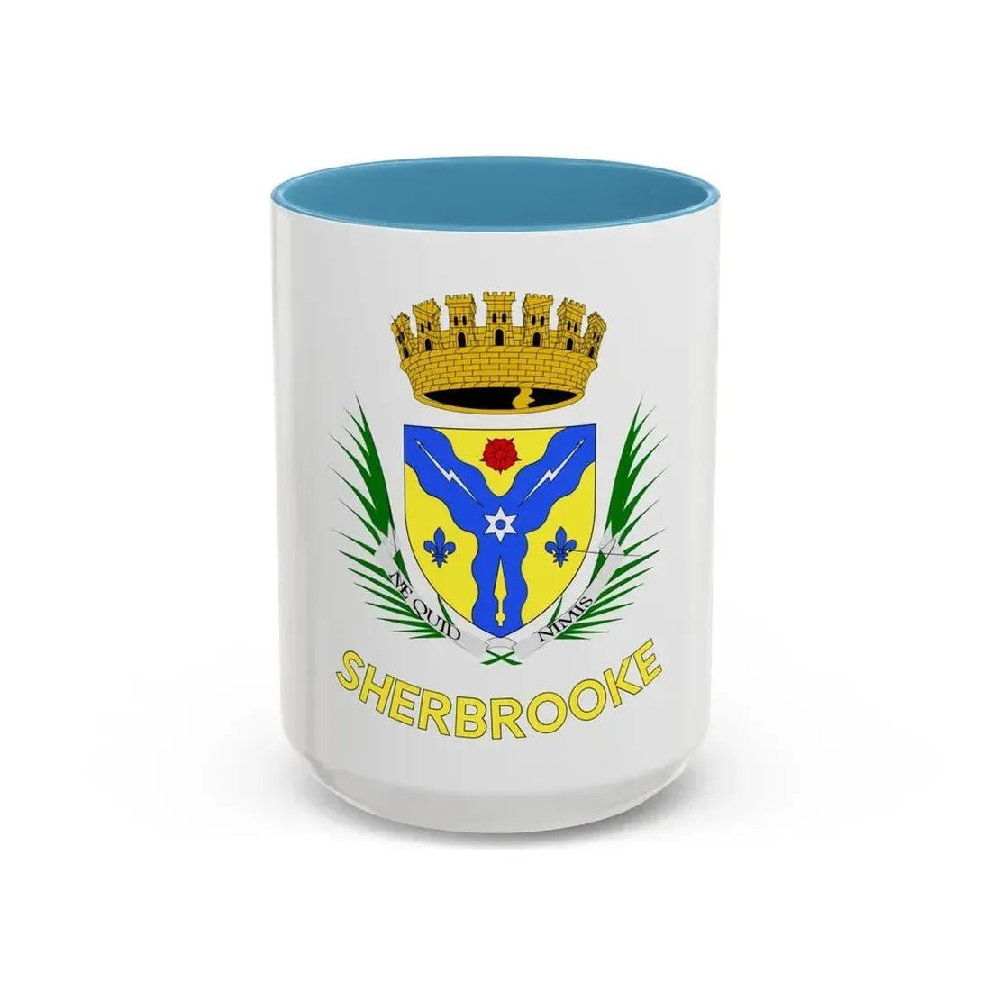 Flag of Sherbrooke Canada - Accent Coffee Mug 15oz Light Blue - Go Mug Yourself