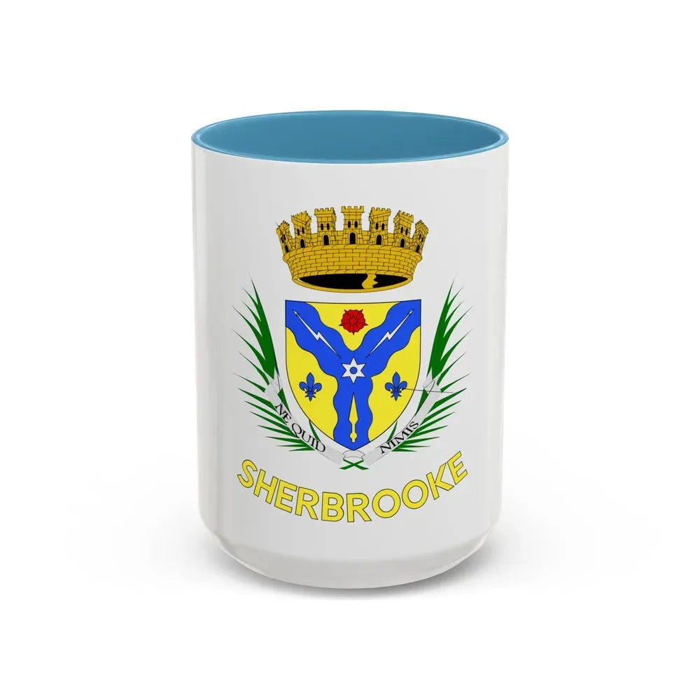Flag of Sherbrooke Canada - Accent Coffee Mug 15oz Light Blue - Go Mug Yourself