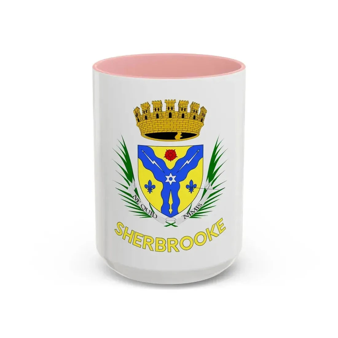Flag of Sherbrooke Canada - Accent Coffee Mug 15oz Pink - Go Mug Yourself