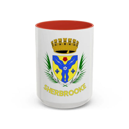 Flag of Sherbrooke Canada - Accent Coffee Mug 15oz Red - Go Mug Yourself
