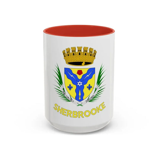 Flag of Sherbrooke Canada - Accent Coffee Mug 15oz Red - Go Mug Yourself