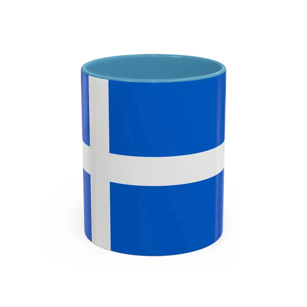 Flag of Shetland UK - Accent Coffee Mug 11oz Light Blue - Go Mug Yourself