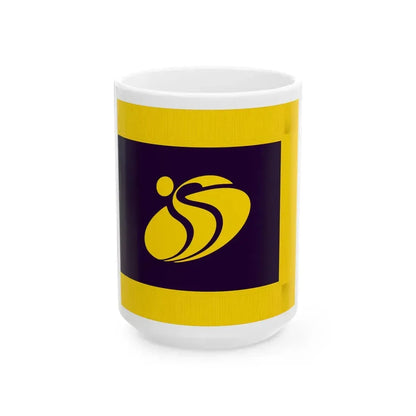 Flag of Shibetsu Hokkaido fringed (Japan) White Coffee Mug 15oz - Go Mug Yourself