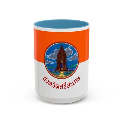 Flag of Si Sa Ket Province Thailand - Accent Coffee Mug 15oz Light Blue - Go Mug Yourself