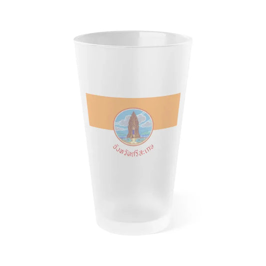 Flag of Si Sa Ket Province Thailand - Frosted Pint Glass 16oz 16oz Frosted - Go Mug Yourself