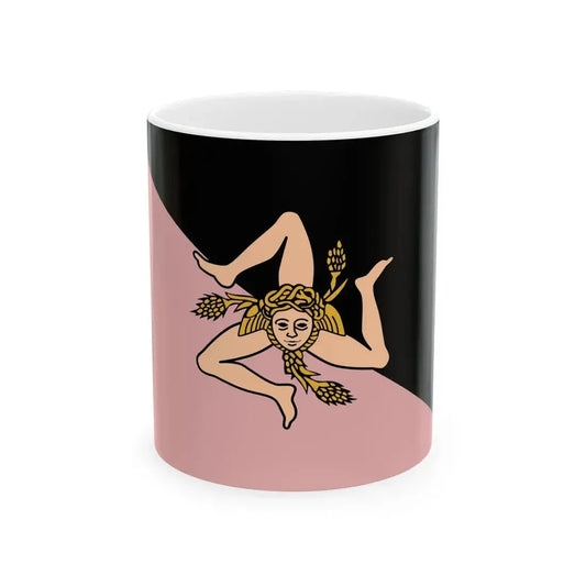 Flag of Sicily pink and black (Italy) White Coffee Mug 11oz - Go Mug Yourself