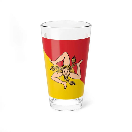 Flag of Sicily revised (Italy) Pint Glass 16oz 16oz - Go Mug Yourself