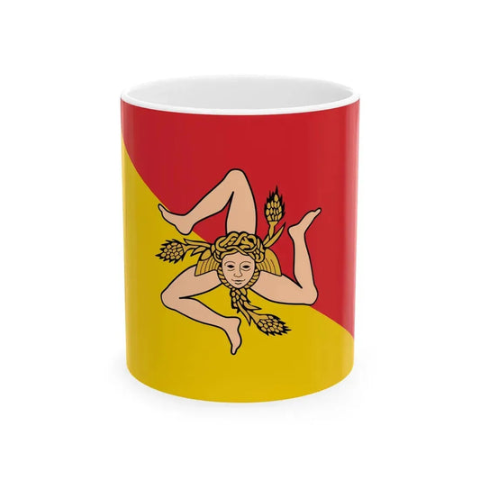 Flag of Sicily revised (Italy) White Coffee Mug 11oz - Go Mug Yourself