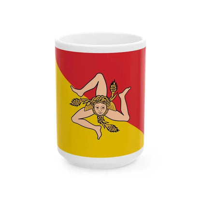 Flag of Sicily revised (Italy) White Coffee Mug 15oz - Go Mug Yourself