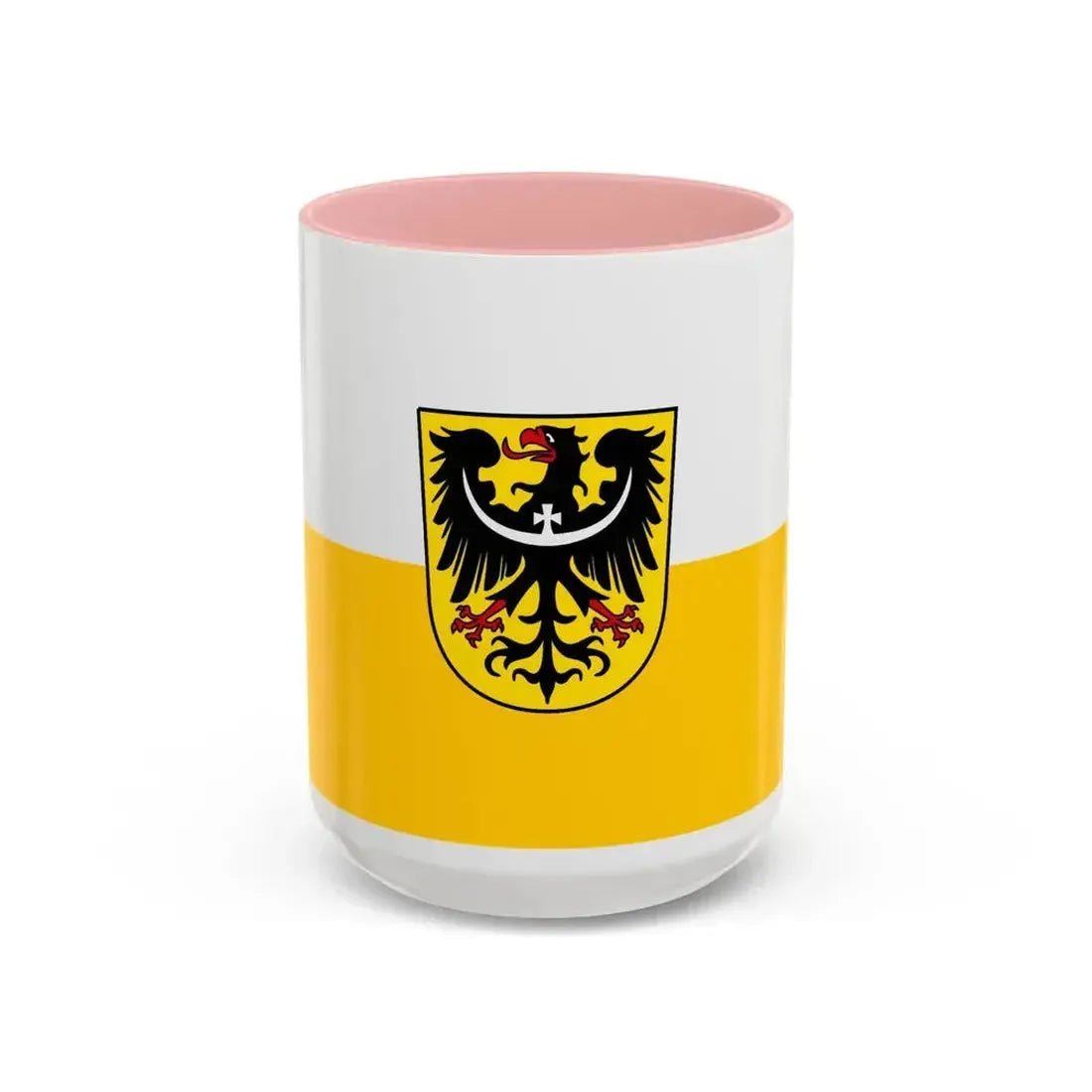 Flag of Silesia and Lower Silesia Germany - Accent Coffee Mug 15oz Pink - Go Mug Yourself