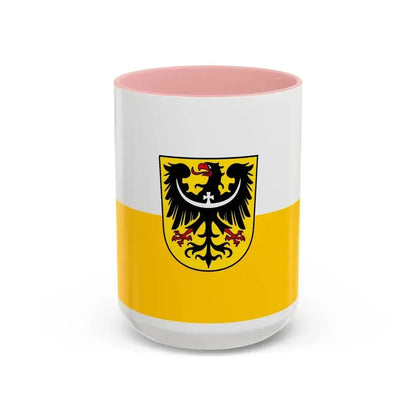 Flag of Silesia and Lower Silesia Germany - Accent Coffee Mug 15oz Pink - Go Mug Yourself