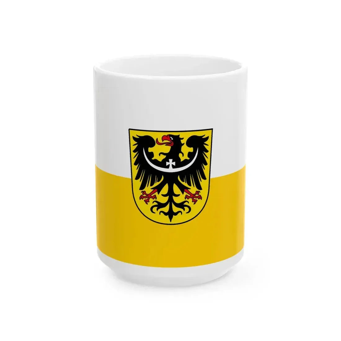 Flag of Silesia and Lower Silesia Germany - White Coffee Mug 15oz - Go Mug Yourself