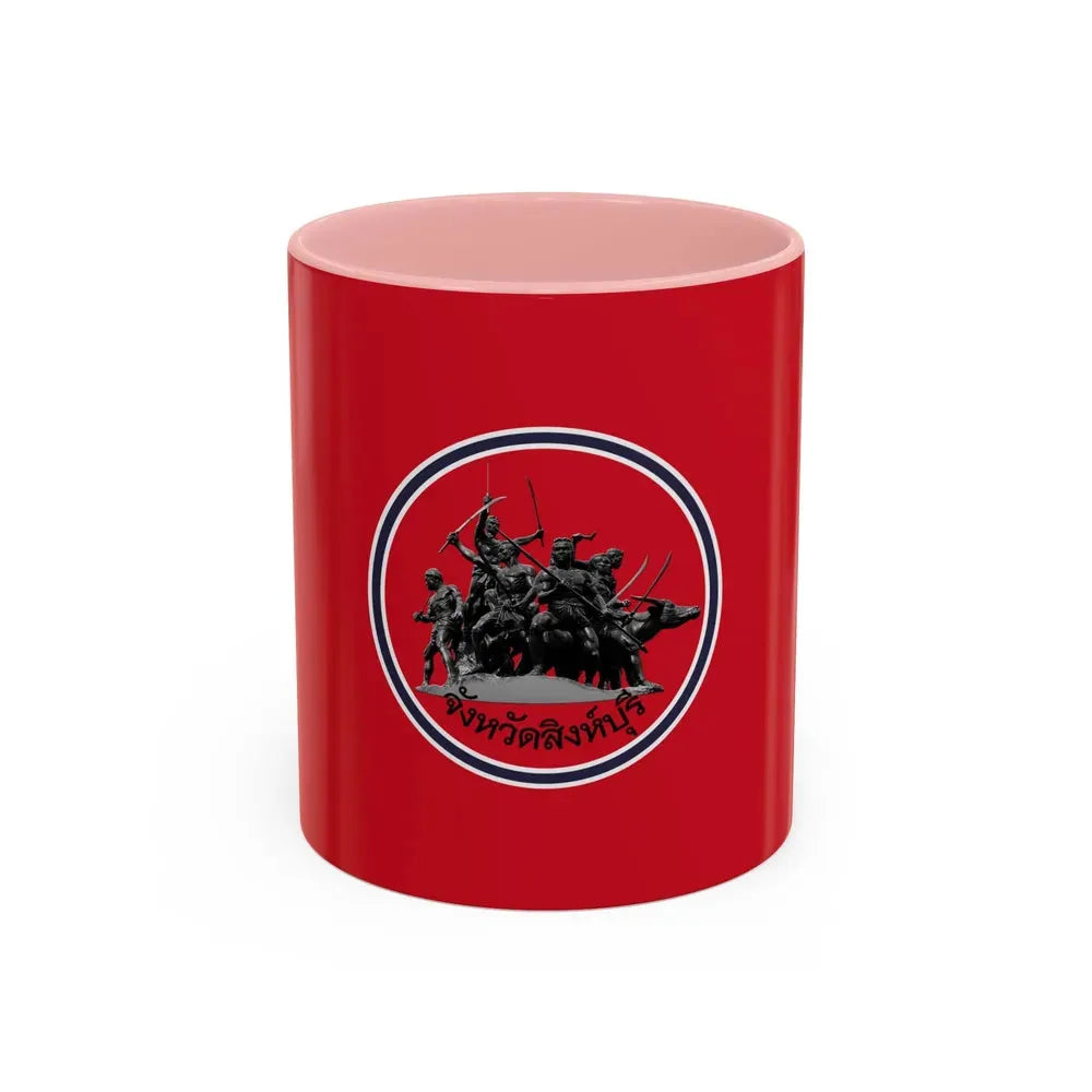Flag of Sing Buri Province Thailand - Accent Coffee Mug 11oz Pink - Go Mug Yourself