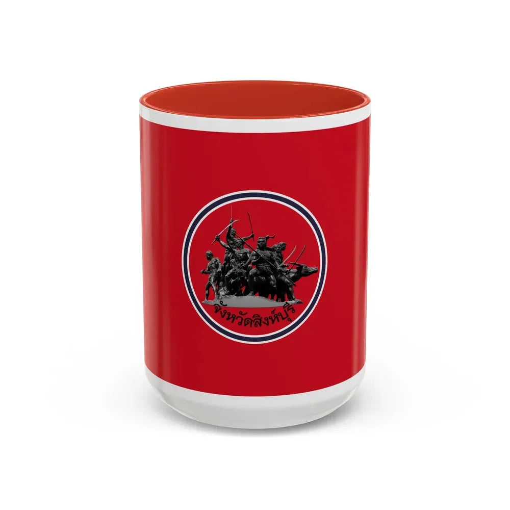 Flag of Sing Buri Province Thailand - Accent Coffee Mug 15oz Red - Go Mug Yourself