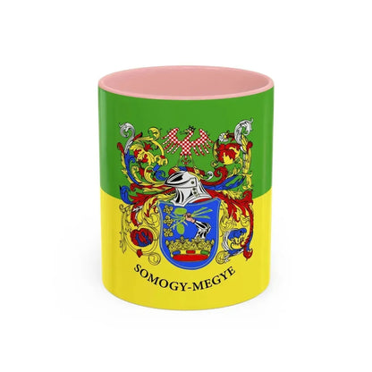 Flag of Somogy County Hungary - Accent Coffee Mug 11oz Pink - Go Mug Yourself