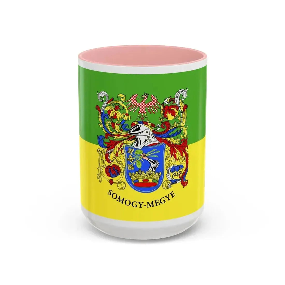 Flag of Somogy County Hungary - Accent Coffee Mug 15oz Pink - Go Mug Yourself