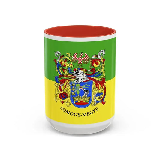 Flag of Somogy County Hungary - Accent Coffee Mug 15oz Red - Go Mug Yourself