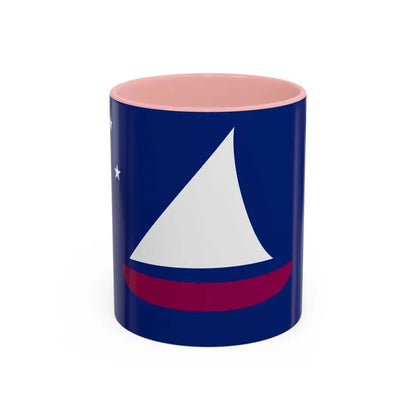 Flag of Sonsorol Palau - Accent Coffee Mug 11oz Pink - Go Mug Yourself