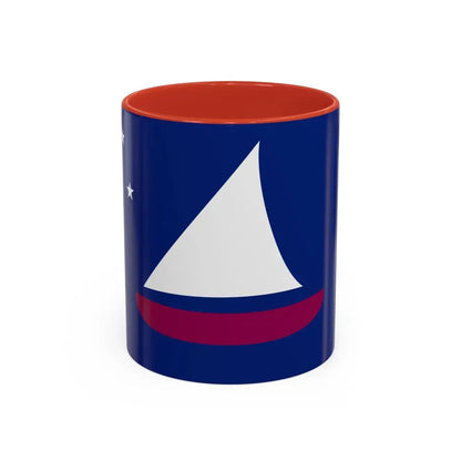 Flag of Sonsorol Palau - Accent Coffee Mug 11oz Red - Go Mug Yourself