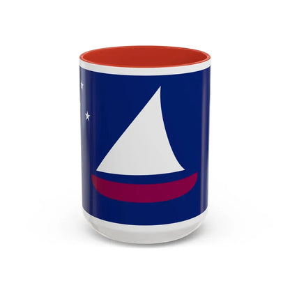 Flag of Sonsorol Palau - Accent Coffee Mug 15oz Red - Go Mug Yourself