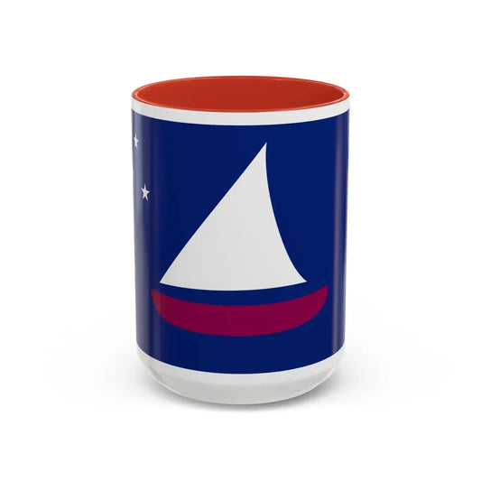 Flag of Sonsorol Palau - Accent Coffee Mug 15oz Red - Go Mug Yourself