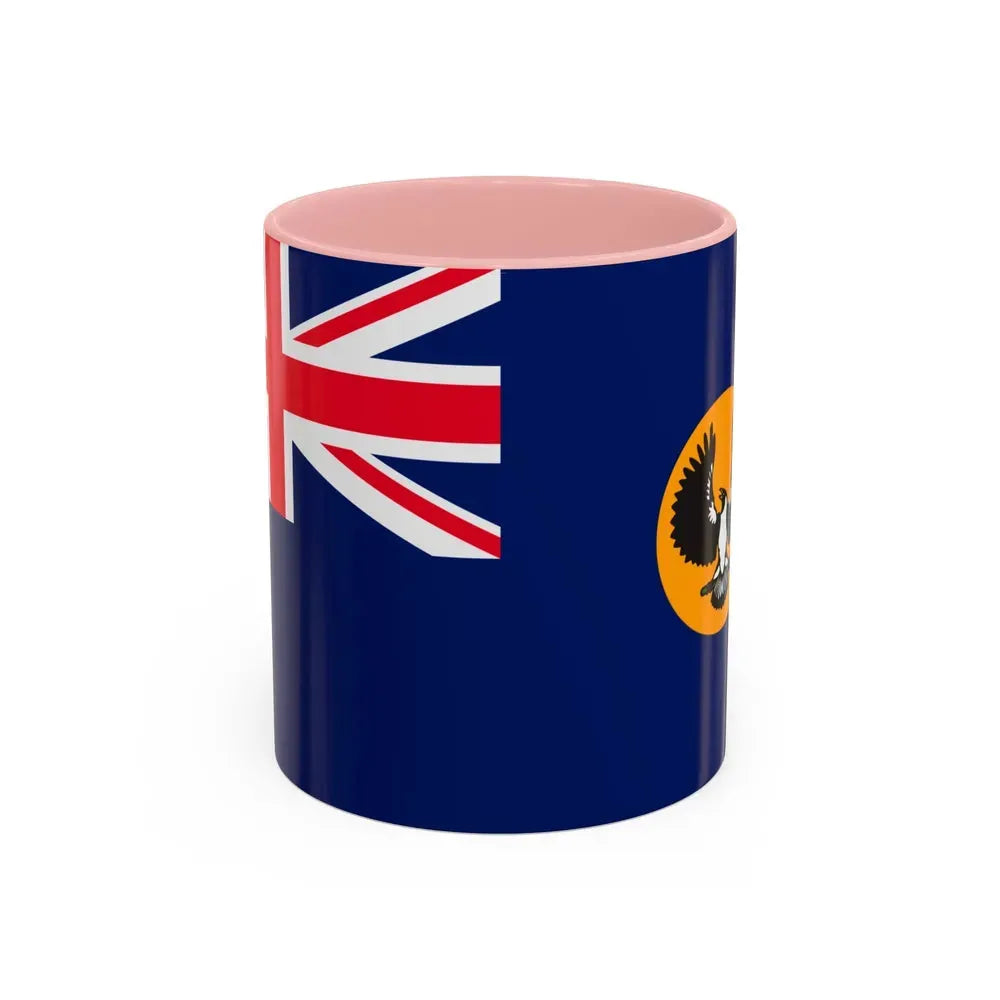 Flag of South Australia - Accent Coffee Mug 11oz Pink - Go Mug Yourself