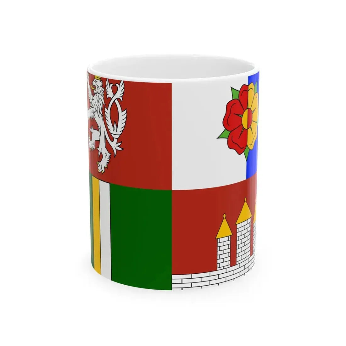 Flag of South Bohemian Region (Czech Republic) White Coffee Mug 11oz - Go Mug Yourself