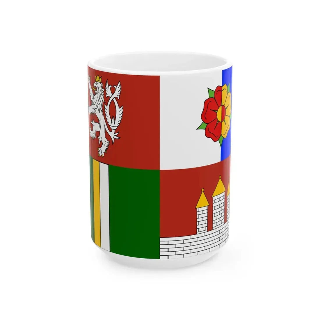 Flag of South Bohemian Region (Czech Republic) White Coffee Mug 15oz - Go Mug Yourself