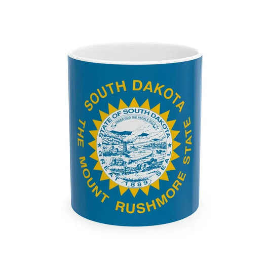Flag of South Dakota 3-2 (United States) White Coffee Mug 11oz - Go Mug Yourself