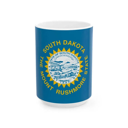 Flag of South Dakota 3-2 (United States) White Coffee Mug 15oz - Go Mug Yourself