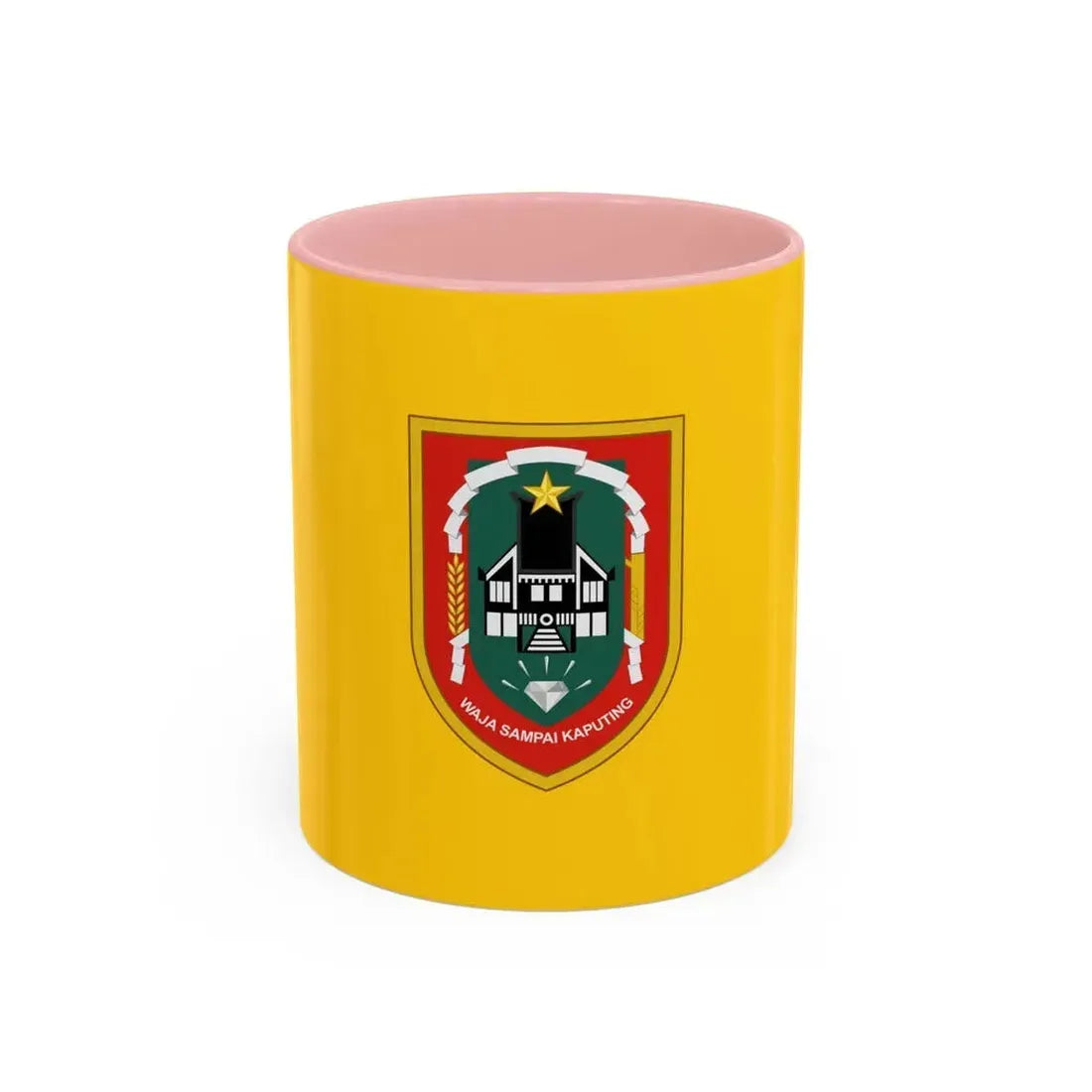 Flag of South Kalimantan Indonesia - Accent Coffee Mug 11oz Pink - Go Mug Yourself
