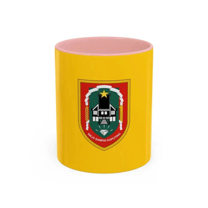 Flag of South Kalimantan Indonesia - Accent Coffee Mug 11oz Pink - Go Mug Yourself