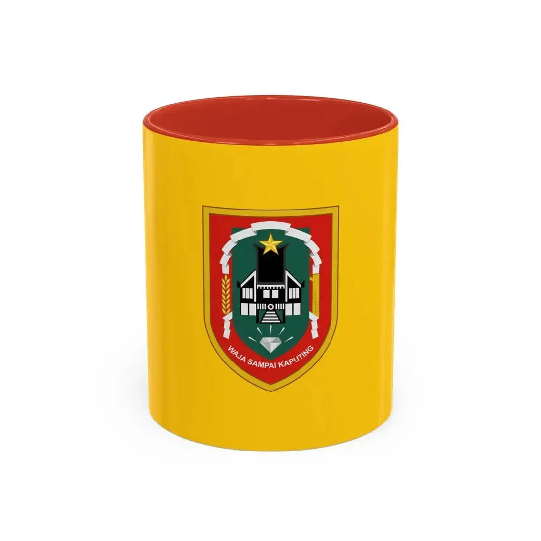 Flag of South Kalimantan Indonesia - Accent Coffee Mug 11oz Red - Go Mug Yourself
