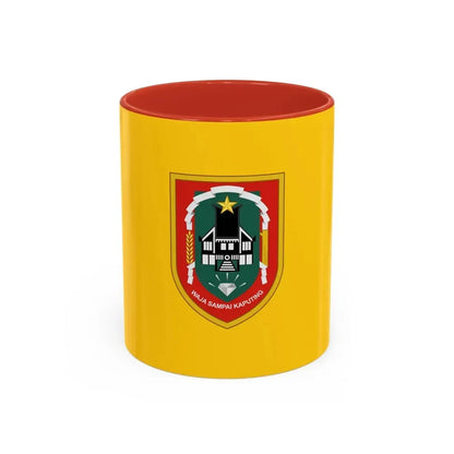 Flag of South Kalimantan Indonesia - Accent Coffee Mug 11oz Red - Go Mug Yourself