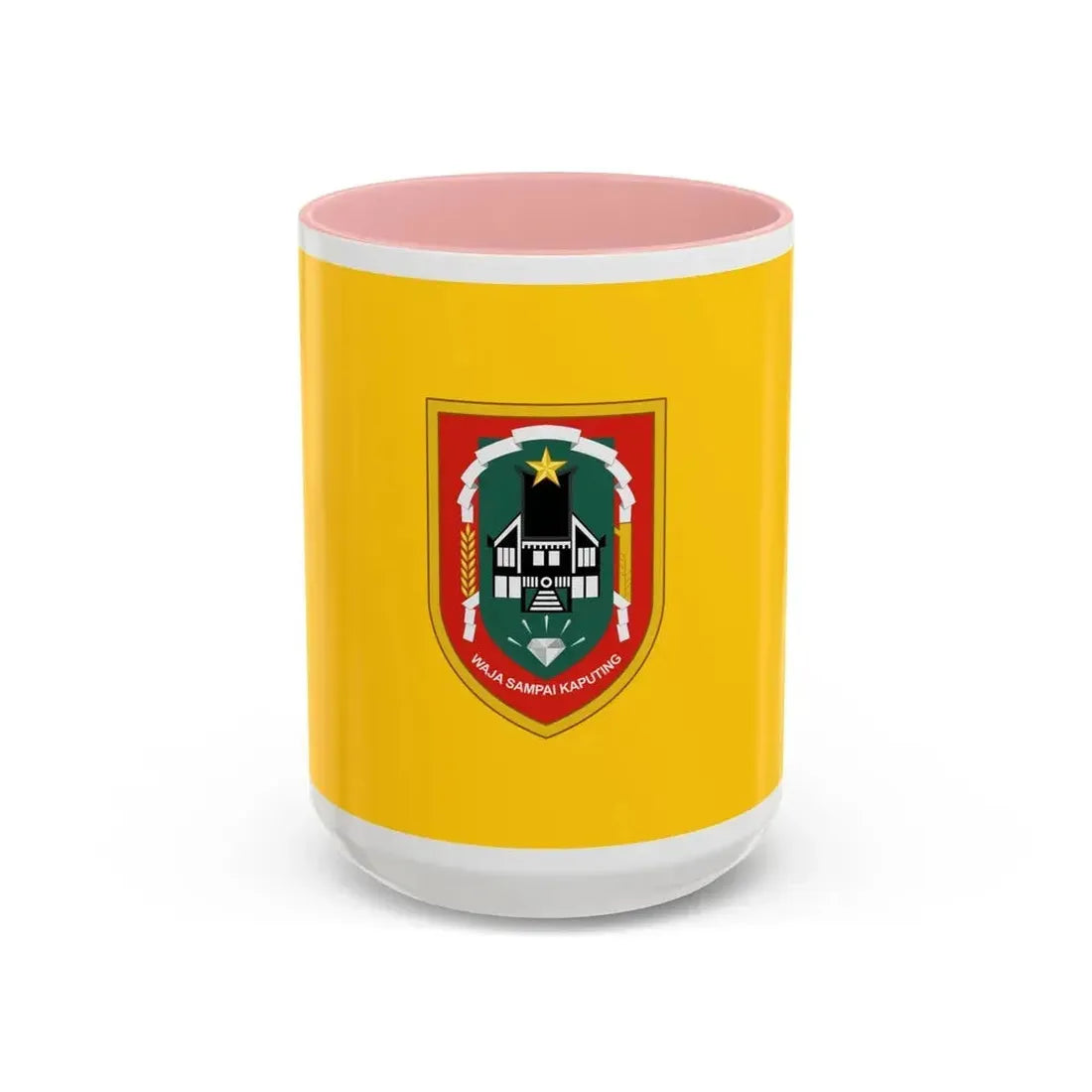 Flag of South Kalimantan Indonesia - Accent Coffee Mug 15oz Pink - Go Mug Yourself