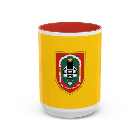 Flag of South Kalimantan Indonesia - Accent Coffee Mug 15oz Red - Go Mug Yourself