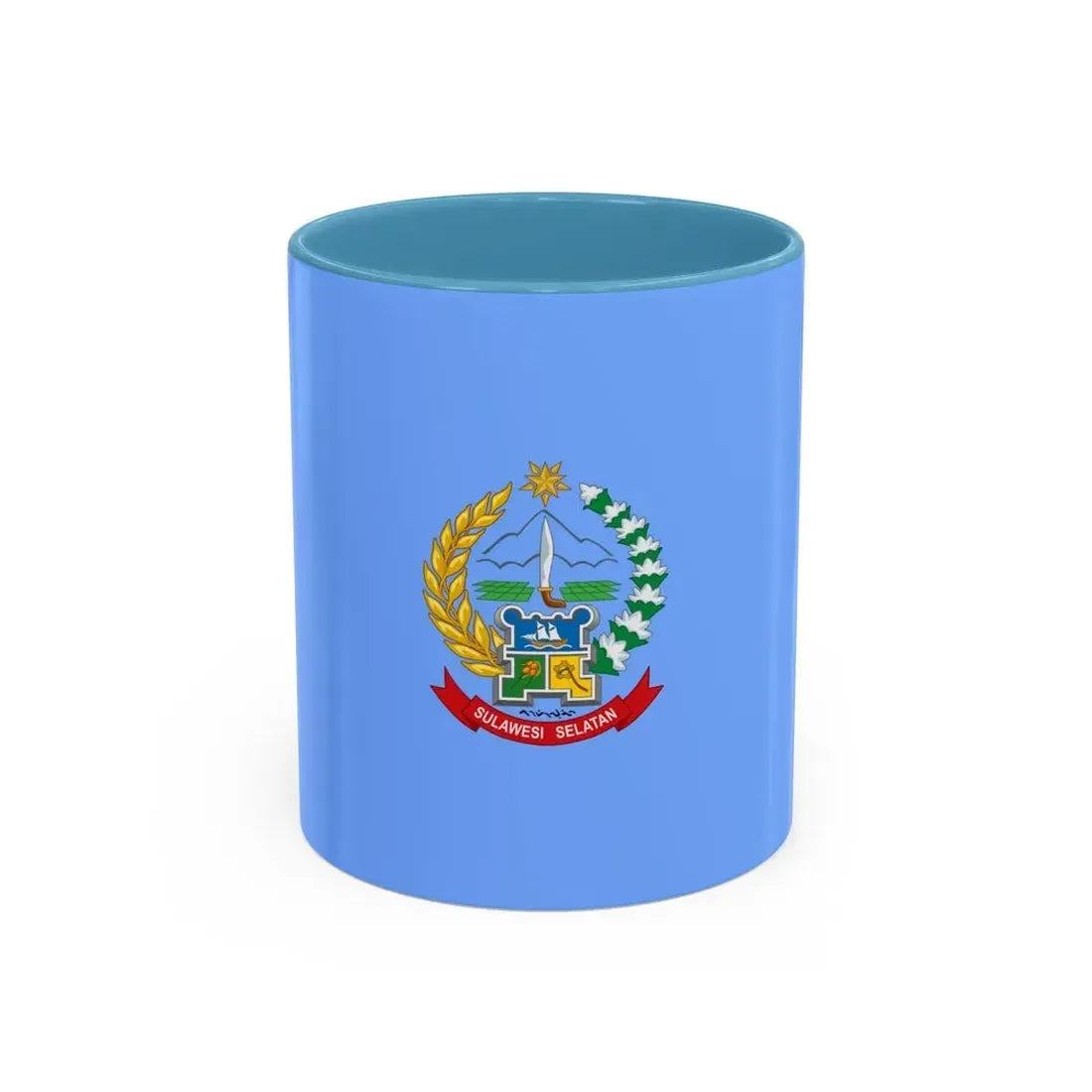 Flag of South Sulawesi Indonesia - Accent Coffee Mug 11oz Light Blue - Go Mug Yourself