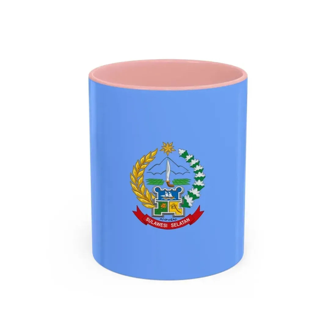 Flag of South Sulawesi Indonesia - Accent Coffee Mug 11oz Pink - Go Mug Yourself