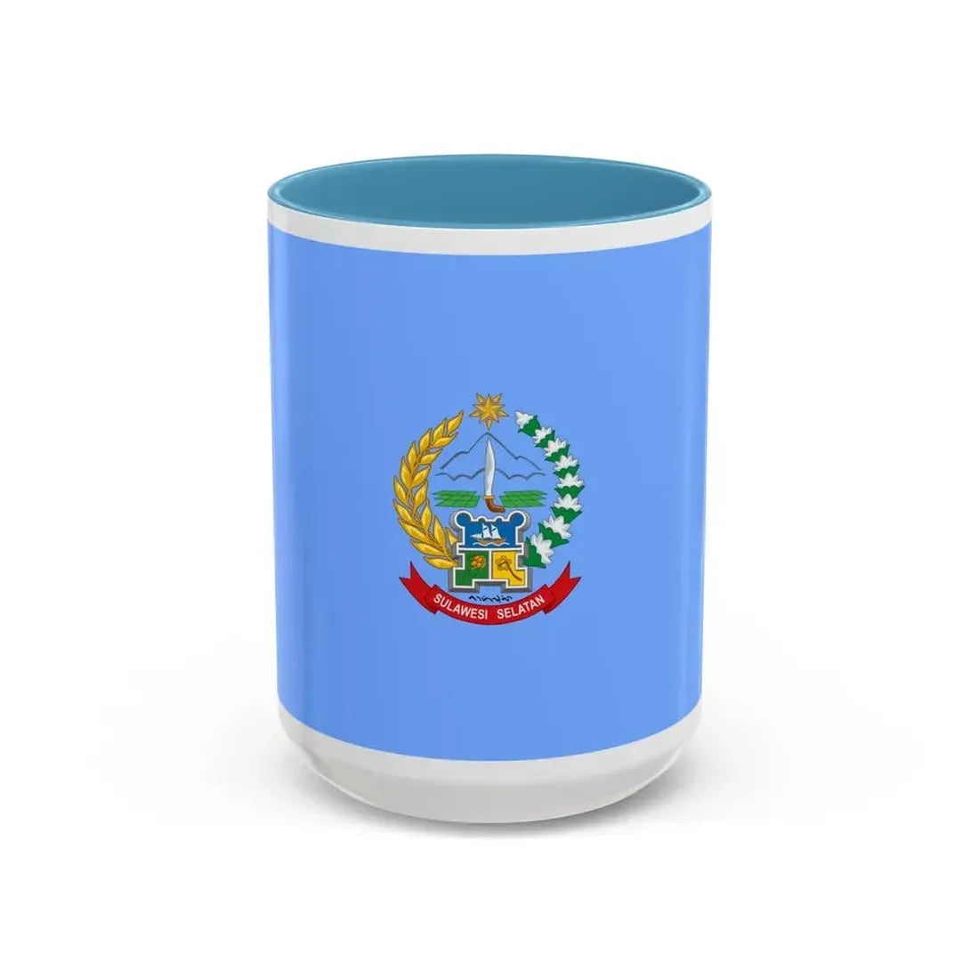 Flag of South Sulawesi Indonesia - Accent Coffee Mug 15oz Light Blue - Go Mug Yourself