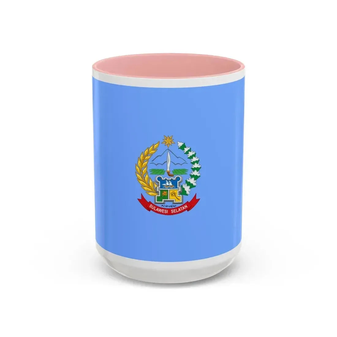 Flag of South Sulawesi Indonesia - Accent Coffee Mug 15oz Pink - Go Mug Yourself